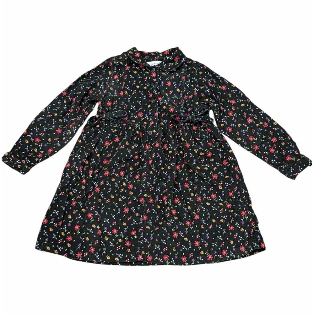 Vintage Christie Brooks Girls Corduroy Dress Dark Floral Size 5/6 Holiday‎